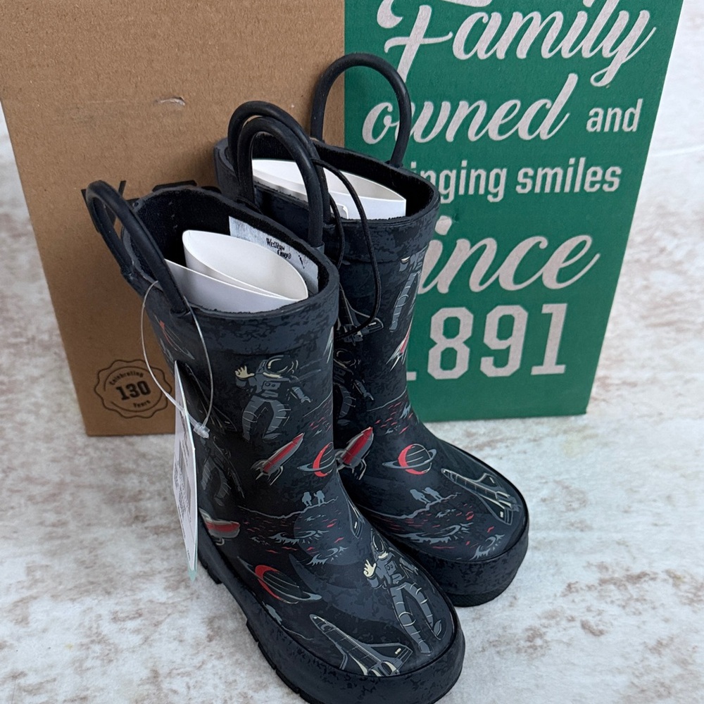 Western Chief Blue space ship Kids Rain Boots